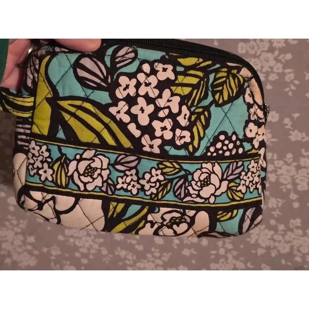 Vera Bradley Womens Tote Bag Island Bloom Teal‎ and Lime Green with Makeup Bag